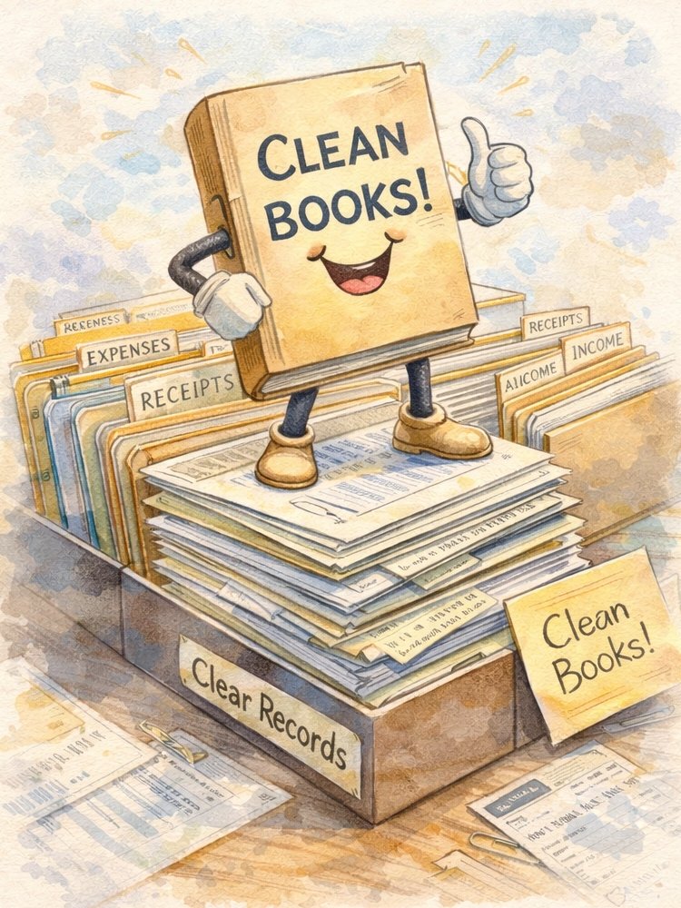 A book giving a thumbs up. The book title is "Clean Books
